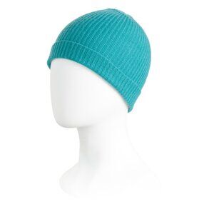 PORTOLANO Teal Merino Wool And Cashmere Blend Ribbed Hat